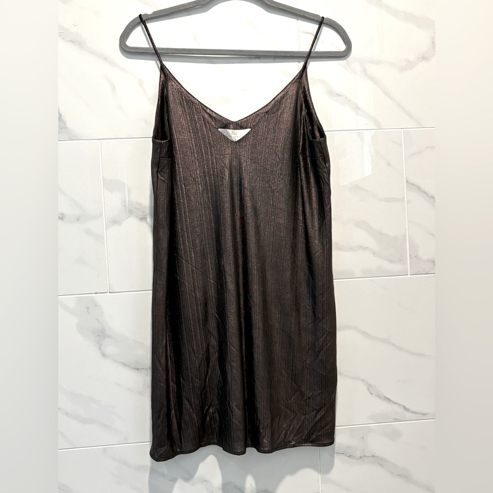 NWT- Amanda Uprichard Metallic Mini Slip Dress- Small